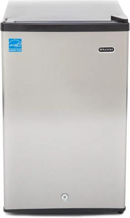 CUF-210SS Mini, 2.1 Cubic Foot Energy Star Rated Small Upright Freezer with Lock, Stainless Steel, Black