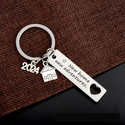 2024 2023 New Home Housewarming Keychain Pendant Metal New Home New Adventures Key Chains Keyrings Housewarming Gift