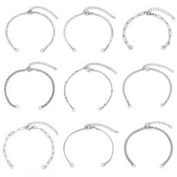 304 Stainless Steel Link Chain Bracelets Components Silver Color DIY Making Bracelets Women Men Jewelry Findings 17cm long,1PC