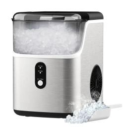 Countertop Pebble Ice Cubes with Soft Chewable Cubes One-Touch Operation Self-Cleaning Portable Sonic Ice Maker