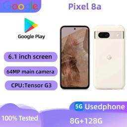 Google Pixel 8A 5G 128GB ROM 6.1" OLED 8GB RAM NFC Google Tensor G3 Octa Core Unlocked Android Pixel8A Original Used Phone