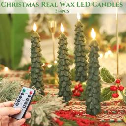 3/4pcs LED Flameless Taper Candles 10in LED Christmas Real Wax Candle Battery Operated Candles for Christmas Home New Year Decor