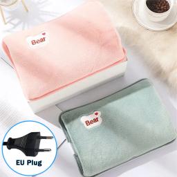 EU Plug Hand Warmer Electric Hot Water Bag Winter Soft Plush Charging Hot Water Bottle Rechargeable Warm Hand Pocket