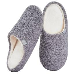 Women Men Slippers Lightweight Curly Fleece Slippers Memory Foam Non-Slip Fleece Slipper Warm Comfy Plush Slipper Indoor Slipper