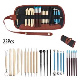 23PCS Art DIY Clay Tool cold potcelain polymer Clays molds Sculpting Carving Craft Tools for Brush Modeling  ceramics & pottery