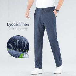 2024 New Ultra-thin Men's Fashion Pants Summer Business Breathable Linen Comfortable Male Casual Straight Trousers