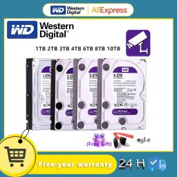 WD Purple 4TB 6TB 3TB Surveillance HDD 64M Cache SATAIII 6.0Gb/s 3.5" Western Digital Internal Hard Drive 1TB -12TB HD Harddisk