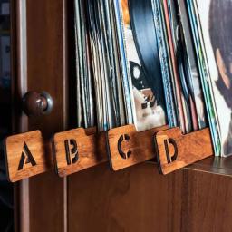 Vinyl Record Dividers, Wooden Record Letter Separator Vinyl Record Storage Separator A-Z Arranged 26 Record Shelf Sorting Guide