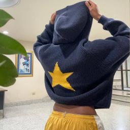 Hip Hop Knitted Men Women Sweater 2024 Star print Harajuku Fashion Couple Pattern Printing Loose Tops Casual Streetwear Pullover