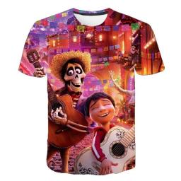 MINISO Kids Short Sleeve Tshirt Disney Coco Print Children Top Boys Girls tshirt Boys Cartoon Casual O-Neck Shirt for Child