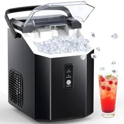 Ice Maker, 10,000pcs/33lbs/Day, Portable Handheld Nugget Ice Maker Machine with Handle, Ice Makers Countertop Self-Cleaning