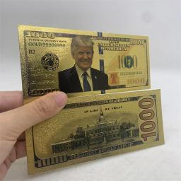 Wholesale US $1000/$10000/$5000 24K Gold foil banknote 2024 trump collectiboles Golden card for supporter collection gift