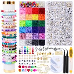 6100Pcs Rainbow Color Clay&Letter Beads Bracelet Making Kit Boho for Jewelry Bracelet Necklace Earring Making DIY Accessorie