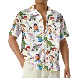 2024 New Buzz Lightyear Hawaiian Shirt Men's Short Sleeve Shirt Toy Story Movie Hawaiian Shirt Disney Beach Shirt