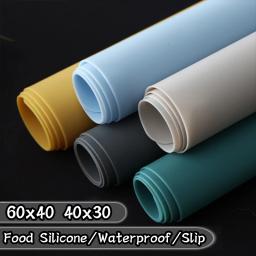 60/40cm Oversized Food Grade Silicone Waterproof Placemat Heat Insulation Anti-Skidding Washable Table Mat For Kitchen Dinner