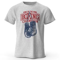 King of The Ring Boxing Champion Printed T Shirt for Men Women Vintage GYM Apparel Tops Tees