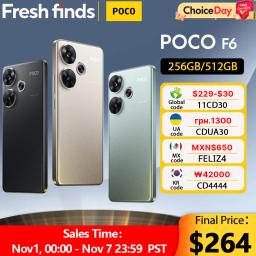 World Premiere POCO F6 Smartphone Global Version Snapdragon®8s Gen 3 NFC 120Hz Flow AMOLED 90W Turbo Charging 5000mAh Battery