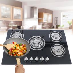 Built-In Gas Stove Natural Gas Hob With 5 Burners  Hot Stove Desktop Liquefied Gas Cooktop Stove Cooker in Homes or Restaurants