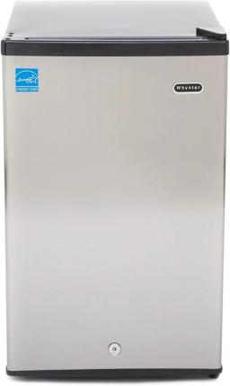 2.1 Cubic Foot Energy Star Rated Small Upright Freezer with Lock, Stainless Steel, Black