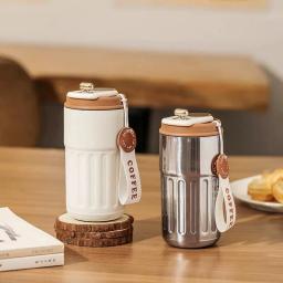 Display temperature coffee cup stainless steel insulation cup high value men and women double-layer water cup portable carry cup