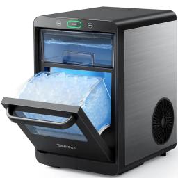 Nugget Ice Maker Countertop - Silonn Pebble Ice Maker Machine Crushed Ice, Pellet Ice 44 lbs per Day, Pull-Out Water Tank and Re