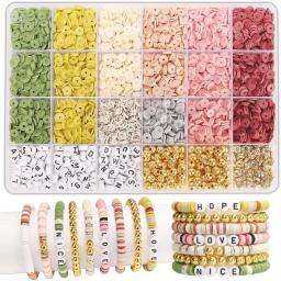 Style DIY Clay Beads Bracelet Making Kit Friendship Golden Letter Beads Kit for Jewelry Making Women Teen Girls Birthday Gift