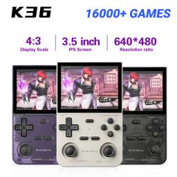 K36 Game Console Retro Handheld Video RK3326 Linux OS 3.5 inch 640*480 IPS Screen 64GB TF card 16000+ Games rechargeable Battery