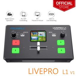 Top L1 V1 Multi Format Video Mixer Switcher 4xHDMI Inputs Camera Production USB3.0 Live Streaming Youtube