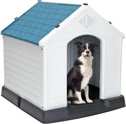 Dog Kennel, Large Plastic Dog House Indoor Outdoor Doghouse ,  Puppy Shelter with Air Vents Elevated Floor Water