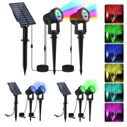 RGB Solar Spotlights for Tree Landscape Color Changing Waterproof Garden Lights Christmas Halloween Outdoor Decor Solar Lamp