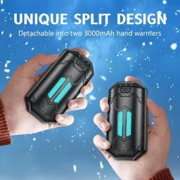 AI Hand Warmers Rechargeable 2 Pack,6000mAh Electric Hand Warmers with 3 Heat Settings 20Hrs Long Lasting Portable Pocket Heater