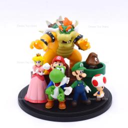 Hot Game Mario Bros Figure Bowser Green Yoshi Princess Peach Luigi Toad Goomba Action Model Toy Best Gifts for Children Kids