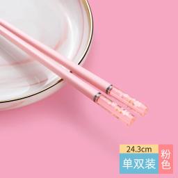 1 Pair of Household Kitchen Chopsticks Chinese Style Alloy Chopsticks Pink Cherry Blossom Chopsticks Hot Pot Kitchen Utensils