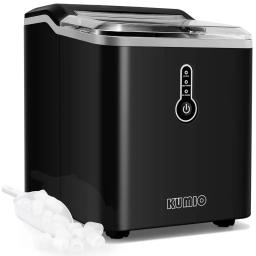 KUMIO Ice Makers Countertop, 9 Thick Bullet Ice Ready in 6-9 Mins,26.5 Lbs in 24Hrs,Portable Ice Maker with Scoop and Basket