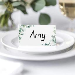 30/60/100pcs Simple Fresh Plant Wedding Seating Number Table Card Name Place Cards Christmas Birthday Party Greeting Card