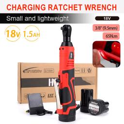 18V Cordless Electric Impact Wrench Rechargeable Screwdriver 3/8 Inch Right Angle Ratchet Wrenches Power Tool With Battery