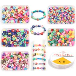 100 Pcs/Box Colorful Polymer Clay Beads Fruit/Flower/Candy Soft Pottery Bead for Jewelry Making Kit DIY Necklace Bracelet Charms