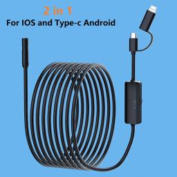 Endoscope Camera With Light For iPhone iPad IOS & Android Type-c Waterproof Borescope Industry Soft Wire Inspection Mini Camera