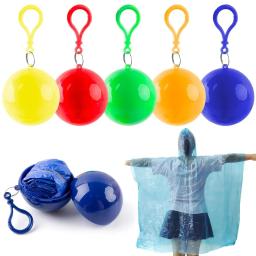 1PC Rain Ponchos Portable Disposable Emergency Raincoats in Ball with Hook Plastic for Travel Outdoor, Random color