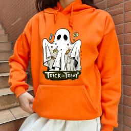 Happy Halloween Trick or Treat Ghost Boo Hoodies Woman Man Autumn and Winter Keep Warm Sweatshirt All Saints' Day Jack Lanterns