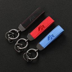 High Grade Suede Leather Car Keychain Key Rings Custom Gift 3D imprinting with logo For Seat FR leon mk3 mk2 5f car accessories