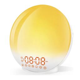 Sunrise Sunset Simulation Wake Up Alarm Clock with Colorful Atmosphere Light and FM Radio Function.Relaxed Natural Sound Tunes