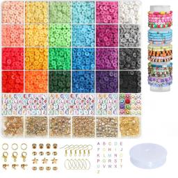 6000+PCS Clay Beads Bracelet Making Kit,24 Color DIY Flat Preppy Beads for Friendship Jewelry Making,Polymer Heishi Bead