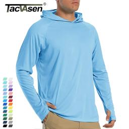 TACVASEN Sun Protection T-Shirts Mens Long Sleeve Hoodie Casual UV-Proof T-Shirts Breathable Lightweight Quick Dry T shirts Male