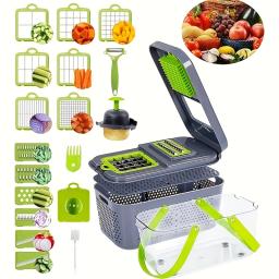 22In1 Vegetable Potato Chopper Multifunctional Fruit Slicer Manual Food Grater Cutter with Container Onion Mincer Kitchen Stuff