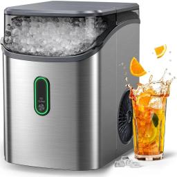 Nugget Ice Maker Countertop, Pebble Ice Maker with Soft Chewable Ice, One-Click Operation Ice Machine with Self-Cleaning