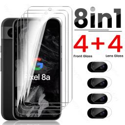 8 In 1 Tempered Glass For Google Pixel 8a 7a 6a 5G Camera Lens Screen Protector On Gogle Googe Pixel8a Pixle 8 Pro 8Pro 7 6 5G