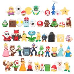 12Pcs/24Pcs/48Pcs Super Mario Luigi Browser Yoshi Small size model toy humanoid action figure Decoration toy gift