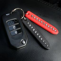 Anti-lost Phone Number Plate Car Keychain Pendant Auto Vehicle Phone Number Card Keyring Key Chain Car Interior Decoration