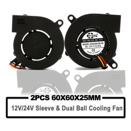 SXDOOL DC Cooling 2Pin 60x60x25mm 6cm 60mm Small PC Centrifugal 12V 24V Dual Ball Bearing Blower Fan